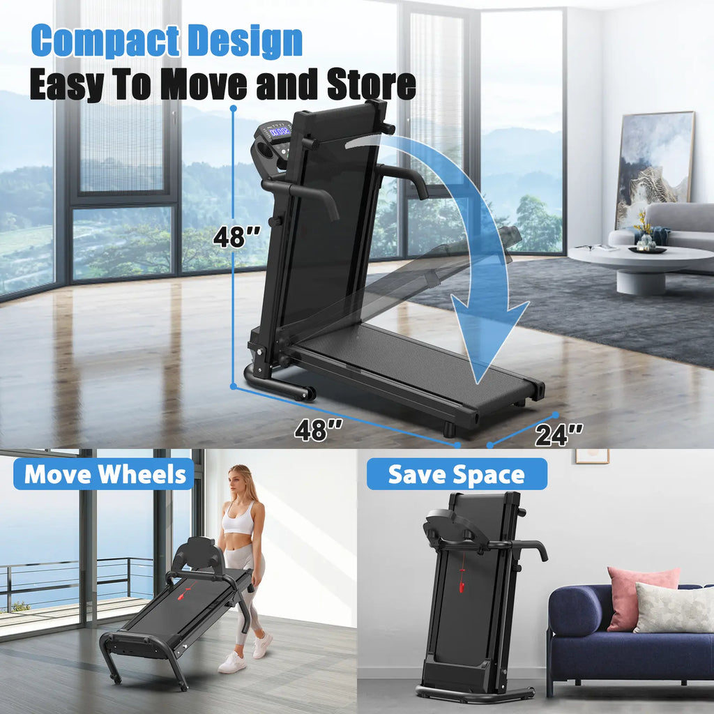 Foldable Home Treadmill - Motorized Walking Pad with 2.5HP Motor, 300 lbs Capacity, APP Control, LED Display, Compact Design